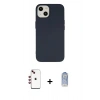 MARSİLYAN™- iPhone 14 Kılıf Ahenk Serisi - Siyah Joko Magic 5D Cam + Kırmızı Shine Kamera Lens