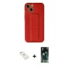 MARSİLYAN™- iPhone 14 Kılıf Akış Doku - Şeffaf 360 Full Body Arka Koruyucu + Diamond Kamera Lens - PE