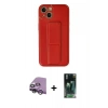MARSİLYAN™- iPhone 14 Kılıf Akış Doku - Şeffaf 360 Full Body Arka Koruyucu + Raze Metal Kamera Lens - GS