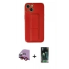 MARSİLYAN™- iPhone 14 Kılıf Akış Doku - Şeffaf 360 Full Body Arka Koruyucu + Raze Metal Kamera Lens - KI