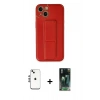 MARSİLYAN™- iPhone 14 Kılıf Akış Doku - Şeffaf 360 Full Body Arka Koruyucu + Shine Kamera Lens - GS