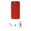 MARSİLYAN™- iPhone 14 Kılıf Akış Doku - Şeffaf Pasifik Cam Ekran Koruyucu + Diamond Kamera Lens - KI