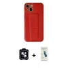 MARSİLYAN™- iPhone 14 Kılıf Akış Doku - Şeffaf Pasifik Cam Ekran Koruyucu + PVD Metal Kamera Lens - MI