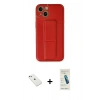 MARSİLYAN™- iPhone 14 Kılıf Akış Doku - Şeffaf Pasifik Cam Ekran Koruyucu + Pembe Diamond Kamera Lens