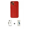 MARSİLYAN™- iPhone 14 Kılıf Akış Doku - Şeffaf Pasifik Cam Ekran Koruyucu + Shine Kamera Lens - GD