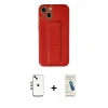 MARSİLYAN™- iPhone 14 Kılıf Akış Doku - Şeffaf Pasifik Cam Ekran Koruyucu + Shine Kamera Lens - GI