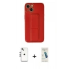 MARSİLYAN™- iPhone 14 Kılıf Akış Doku - Şeffaf Pasifik Cam Ekran Koruyucu + Shine Kamera Lens - GS