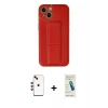 MARSİLYAN™- iPhone 14 Kılıf Akış Doku - Şeffaf Pasifik Cam Ekran Koruyucu + Shine Kamera Lens - KI