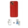 MARSİLYAN™- iPhone 14 Kılıf Akış Doku - Şeffaf Royal Nano Ekran Koruyucu + Shine Kamera Lens - GD