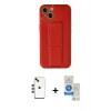 MARSİLYAN™- iPhone 14 Kılıf Akış Doku - Şeffaf Royal Nano Ekran Koruyucu + Shine Kamera Lens - KI