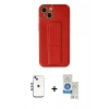 MARSİLYAN™- iPhone 14 Kılıf Akış Doku - Şeffaf Royal Nano Ekran Koruyucu + Shine Kamera Lens - MI