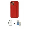 MARSİLYAN™- iPhone 14 Kılıf Akış Doku - Şeffaf Royal Nano Ekran Koruyucu + Shine Kamera Lens - YL
