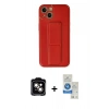 MARSİLYAN™- iPhone 14 Kılıf Akış Doku - Şeffaf Royal Nano Ekran Koruyucu + PVD Metal Kamera Lens - TU