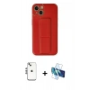 MARSİLYAN™- iPhone 14 Kılıf Akış Doku - Siyah 3D Antistatik Cam Ekran Koruyucu + Shine Kamera Lens - GS