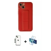 MARSİLYAN™- iPhone 14 Kılıf Akış Doku - Siyah 3D Antistatik Cam Ekran Koruyucu + Shine Kamera Lens - YL