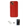 MARSİLYAN™- iPhone 14 Kılıf Akış Doku - Siyah 3D Antistatik Hayalet Cam Ekran Koruyucu + Diamond Kamera Lens - YL