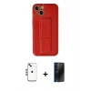 MARSİLYAN™- iPhone 14 Kılıf Akış Doku - Siyah 3D Antistatik Hayalet Cam Ekran Koruyucu + Shine Kamera Lens - MI