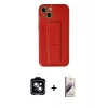MARSİLYAN™- iPhone 14 Kılıf Akış Doku - Siyah Bilvis 3D Mat Cam Ekran Koruyucu + PVD Metal Kamera Lens - MI