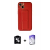 MARSİLYAN™- iPhone 14 Kılıf Akış Doku - Siyah Bilvis 5in1 3D Magic Cam Ekran Koruyucu + PVD Metal Kamera Lens - GS