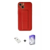 MARSİLYAN™- iPhone 14 Kılıf Akış Doku - Siyah Bilvis 5in1 3D Magic Cam Ekran Koruyucu + Diamond Kamera Lens - KI