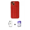 MARSİLYAN™- iPhone 14 Kılıf Akış Doku - Siyah Bilvis 5in1 3D Magic Cam Ekran Koruyucu + Shine Kamera Lens - GS