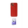 MARSİLYAN™- iPhone 14 Kılıf Akış Doku - Siyah Bilvis 5in1 5D Magic Hayalet Cam Ekran Koruyucu