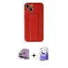 MARSİLYAN™- iPhone 14 Kılıf Akış Doku - Siyah Bilvis 5in1 5D Magic Hayalet Cam Ekran Koruyucu + Gümüş Raze Metal Kamera Lens