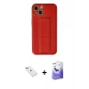 MARSİLYAN™- iPhone 14 Kılıf Akış Doku - Siyah Bilvis 5in1 5D Magic Hayalet Cam Ekran Koruyucu + Diamond Kamera Lens - KI