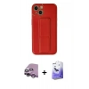 MARSİLYAN™- iPhone 14 Kılıf Akış Doku - Siyah Bilvis 5in1 5D Magic Hayalet Cam Ekran Koruyucu + Raze Metal Kamera Lens - MR