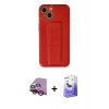 MARSİLYAN™- iPhone 14 Kılıf Akış Doku - Siyah Bilvis 5in1 5D Magic Hayalet Cam Ekran Koruyucu + Raze Metal Kamera Lens - KI