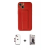 MARSİLYAN™- iPhone 14 Kılıf Akış Doku - Siyah Bilvis Hayalet Cam Ekran Koruyucu + Shine Kamera Lens - KI