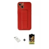 MARSİLYAN™- iPhone 14 Kılıf Akış Doku - Siyah Buffer Cam Ekran Koruyucu + Diamond Kamera Lens - YL