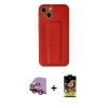 MARSİLYAN™- iPhone 14 Kılıf Akış Doku - Siyah Buffer Cam Ekran Koruyucu + Raze Metal Kamera Lens - KI