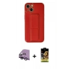 MARSİLYAN™- iPhone 14 Kılıf Akış Doku - Siyah Buffer Cam Ekran Koruyucu + Raze Metal Kamera Lens - GS