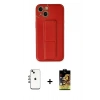 MARSİLYAN™- iPhone 14 Kılıf Akış Doku - Siyah Buffer Cam Ekran Koruyucu + Shine Kamera Lens - GI