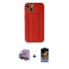 MARSİLYAN™- iPhone 14 Kılıf Akış Doku - Siyah Buffer Hayalet Cam Ekran Koruyucu + Raze Metal Kamera Lens - SH