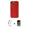 MARSİLYAN™- iPhone 14 Kılıf Akış Doku - Siyah Buffer Hayalet Cam Ekran Koruyucu + Shine Kamera Lens - GD