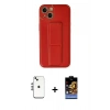 MARSİLYAN™- iPhone 14 Kılıf Akış Doku - Siyah Buffer Hayalet Cam Ekran Koruyucu + Shine Kamera Lens - GS