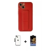 MARSİLYAN™- iPhone 14 Kılıf Akış Doku - Siyah Buffer Hayalet Cam Ekran Koruyucu + Shine Kamera Lens - SH
