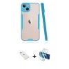 MARSİLYAN™- iPhone 14 Kılıf Atlas Asil Serisi - Siyah 3D Antistatik Cam Ekran Koruyucu + Diamond Kamera Lens - PE