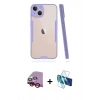 MARSİLYAN™- iPhone 14 Kılıf Atlas Asil Serisi - Siyah 3D Antistatik Cam Ekran Koruyucu + Raze Metal Kamera Lens - KI