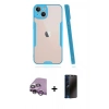 MARSİLYAN™- iPhone 14 Kılıf Atlas Asil Serisi - Siyah 3D Antistatik Hayalet Cam Ekran Koruyucu + Raze Metal Kamera Lens - MR