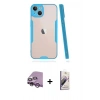 MARSİLYAN™- iPhone 14 Kılıf Atlas Asil Serisi - Siyah Bilvis 3D Mat Cam Ekran Koruyucu + Raze Metal Kamera Lens - MR