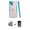 MARSİLYAN™- iPhone 14 Kılıf Atlas Asil Serisi - Siyah Buffer Hayalet Cam Ekran Koruyucu + Mor Raze Metal Kamera Lens