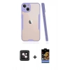 MARSİLYAN™- iPhone 14 Kılıf Atlas Asil Serisi - Siyah Buffer Hayalet Cam Ekran Koruyucu + PVD Metal Kamera Lens - PE