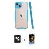 MARSİLYAN™- iPhone 14 Kılıf Atlas Asil Serisi - Siyah Buffer Hayalet Cam Ekran Koruyucu + PVD Metal Kamera Lens - PE