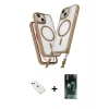MARSİLYAN™- iPhone 14 Kılıf Atlas Doku Koleksiyonu - Şeffaf 360 Full Body Arka Koruyucu + Diamond Kamera Lens - KI