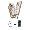 MARSİLYAN™- iPhone 14 Kılıf Atlas Doku Koleksiyonu - Şeffaf 360 Full Body Arka Koruyucu + Shine Kamera Lens - MI