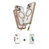MARSİLYAN™- iPhone 14 Kılıf Atlas Doku Koleksiyonu - Şeffaf Pasifik Cam Ekran Koruyucu + Shine Kamera Lens - KI