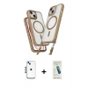 MARSİLYAN™- iPhone 14 Kılıf Atlas Doku Koleksiyonu - Şeffaf Pasifik Cam Ekran Koruyucu + Shine Kamera Lens - MI